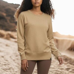L.L. Bean Cozy Sweater Tan High-Low Split Hem Thumbholes